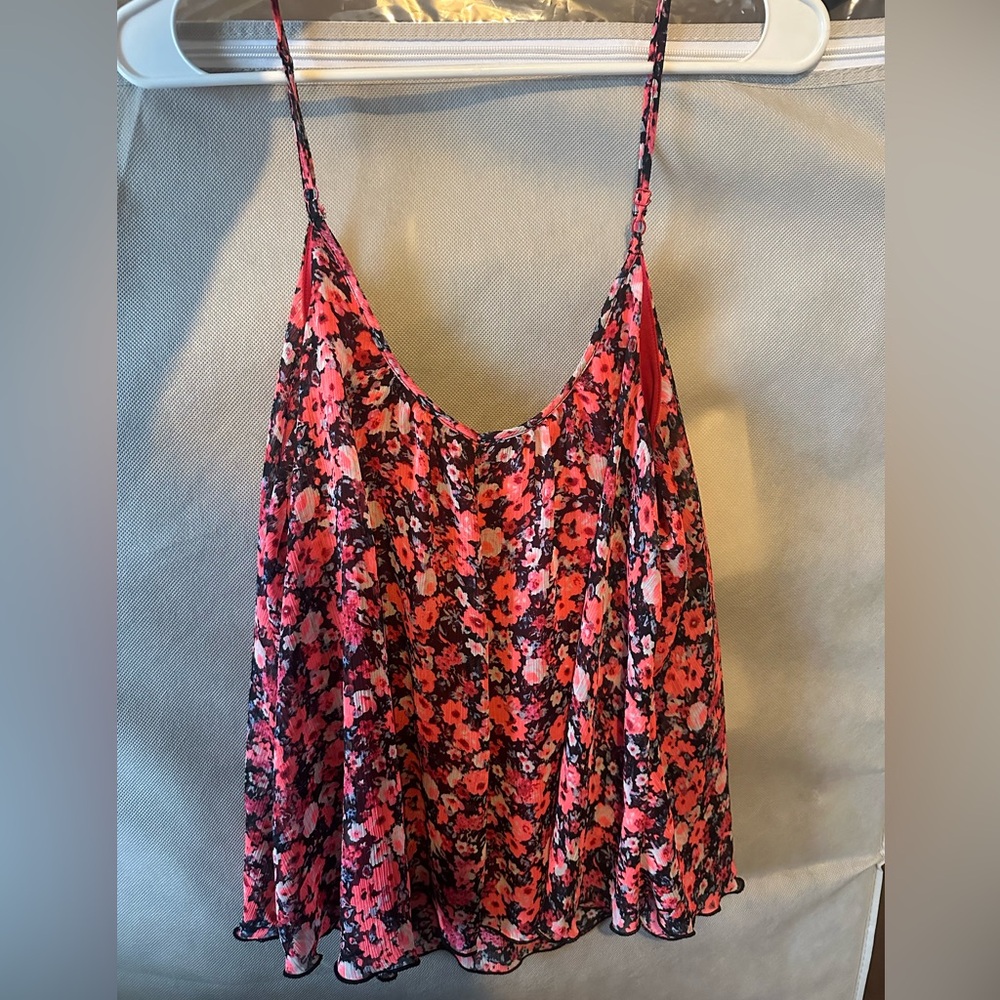 Express Pink and Black Floral Camisole